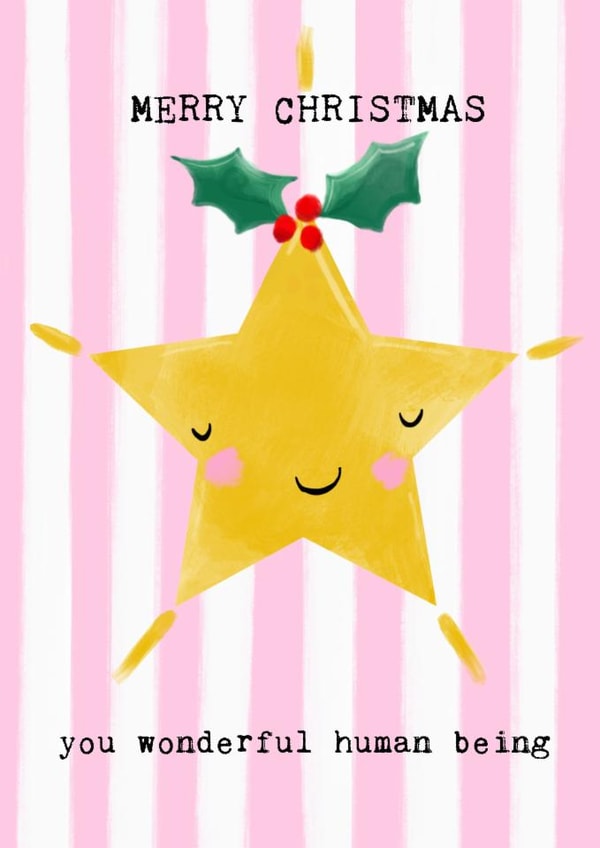 Cute Christmas Card - Star - MERRY CHRISTMAS you wonderful human being created by Bexy Boo