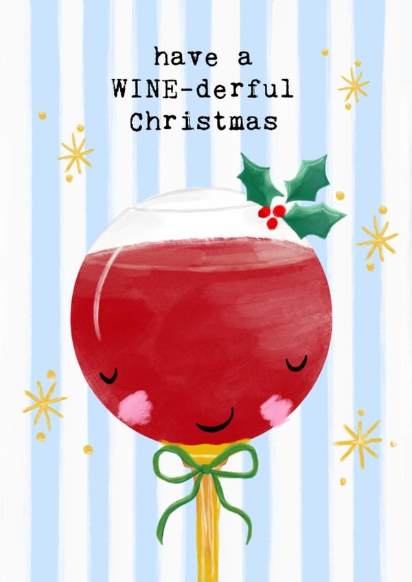 Cute and Funny Christmas card - Red Wine - have a WINE-derful Christmas created by Bexy Boo
