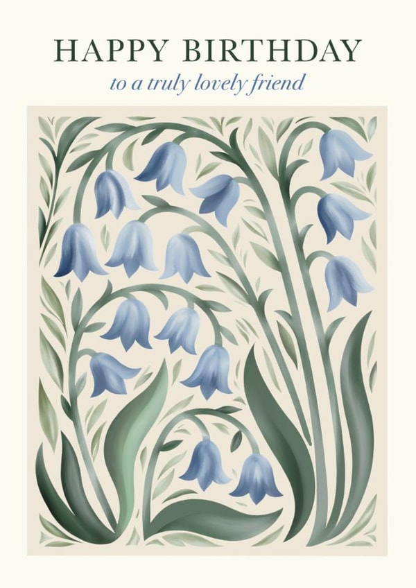 Pretty Birthday Card - Lovely Friend - Bluebells created by Choo Choo 