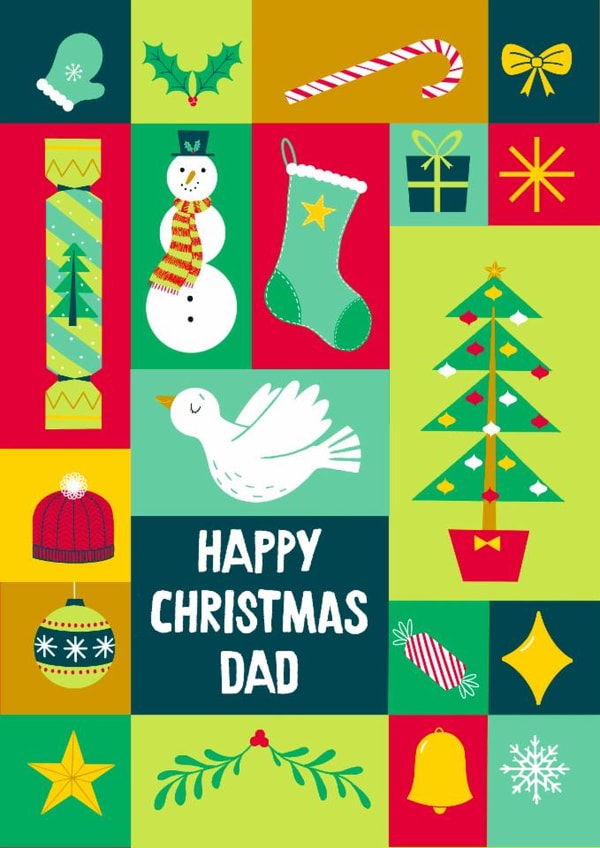 Geometric Pattern Colourful Christmas Card for Dad created by Hannah Jayne Lewin