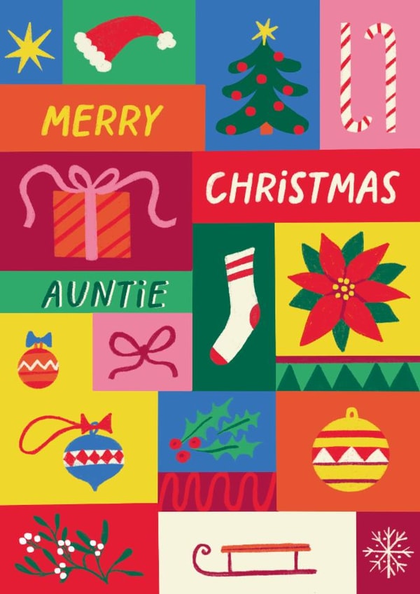 Arty Christmas Card For Aunt - Patchwork Pattern created by Bellollage