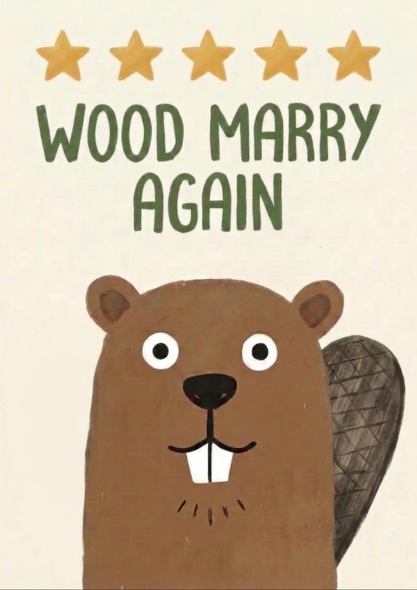 Cute 5th Wedding Anniversary Card - Beaver Pun - Wood Marry Again created by Cozy Calm