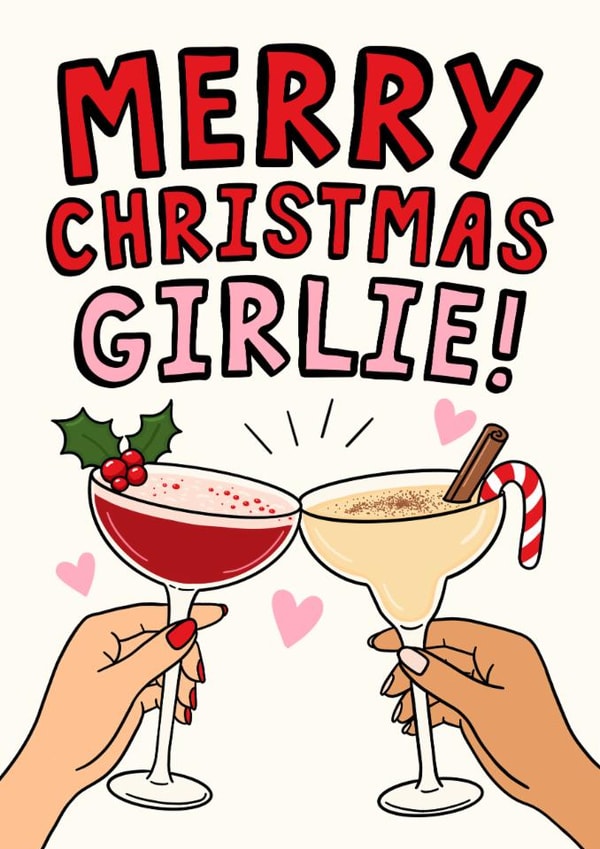 Cute Christmas Card - For Female Friend - Cocktails created by Studio Doodles