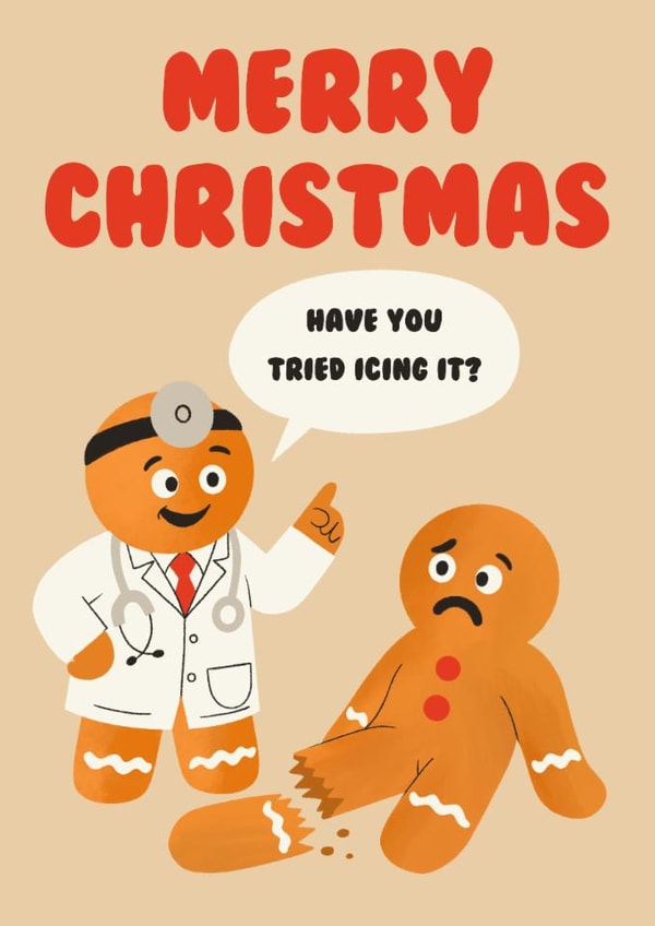 Cute Funny Gingerbread Men Christmas Card created by Aussie Studios
