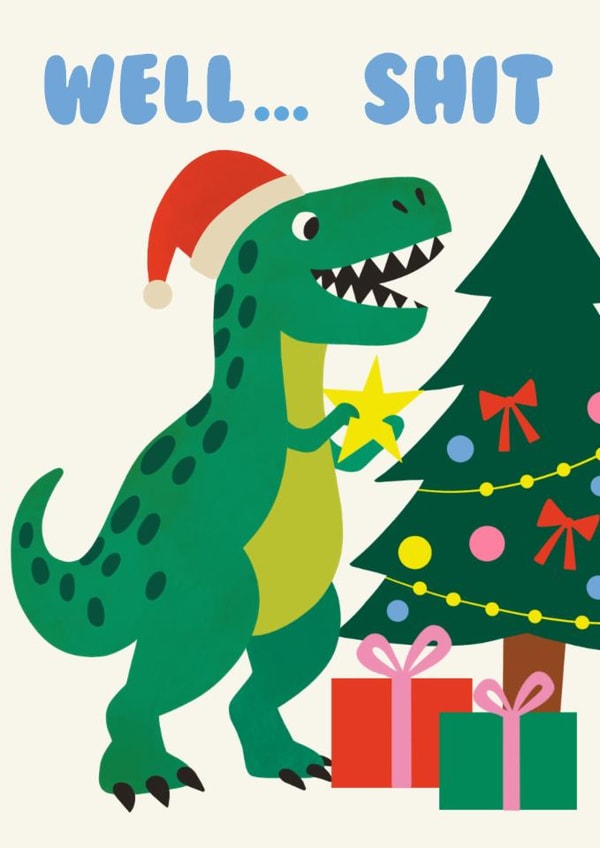 Funny T-Rex Dinosaur Christmas Card created by Aussie Studios
