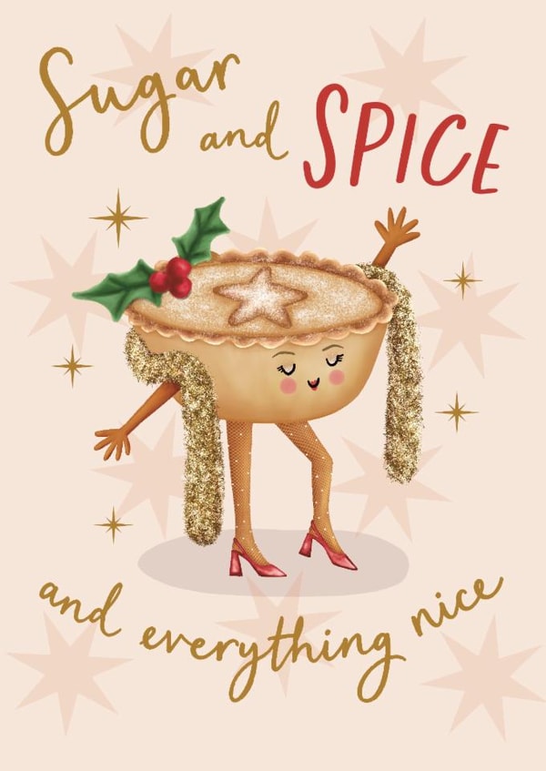 Fun Christmas Card for Her - Sugar Spice & Everything Nice - Glamorous Mince Pie created by Sydney Jo Designs