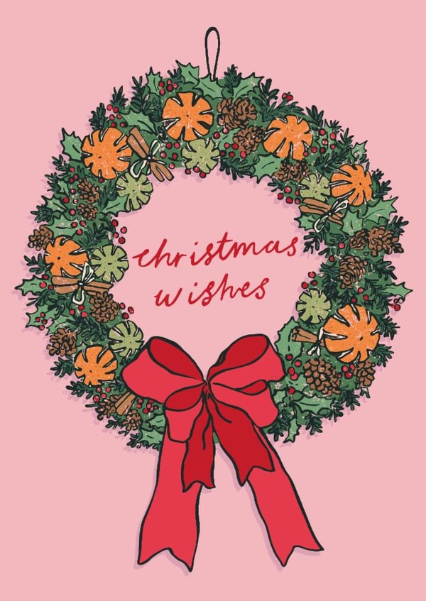 Pretty Christmas card - Christmas Wreath - Christmas Wishes created by Embletree Designs