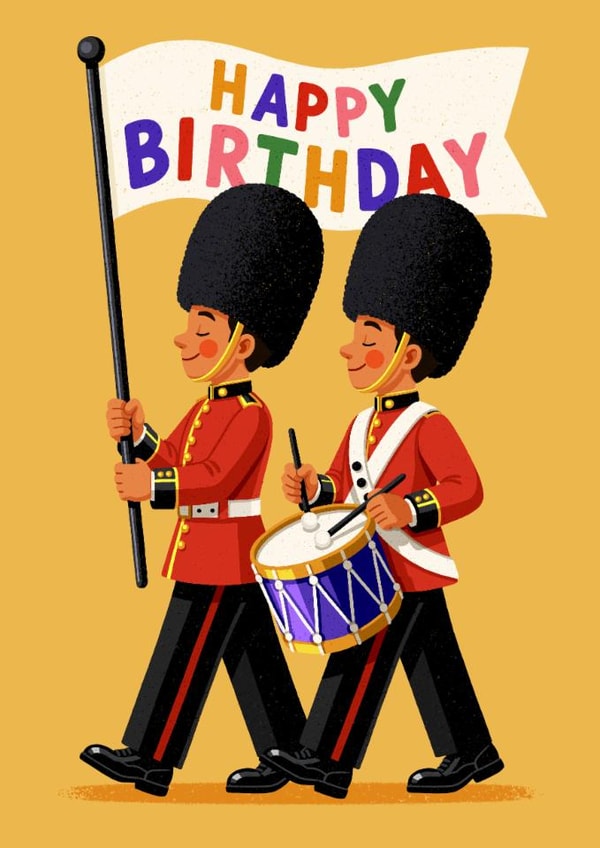 Cute Birthday Card - London Guards - Parade Illustration created by Folio | Ian Owen