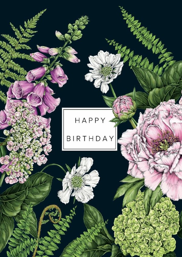 Pretty Birthday Card - Botanical Florals created by Catherine Lewis Design