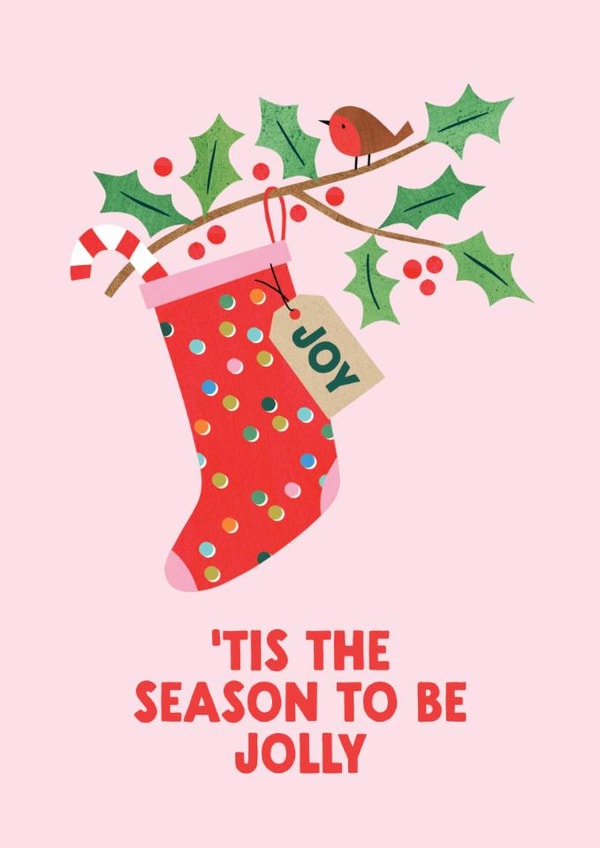 Classic Christmas Card - Stocking - 'Tis The Season To Be Jolly created by Lemon and Sugar 