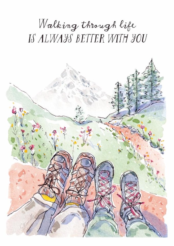 Classic Anniversary Card - Walking Through Life Is Always Better With You - Hiking created by Stivanello | Art for the Soul