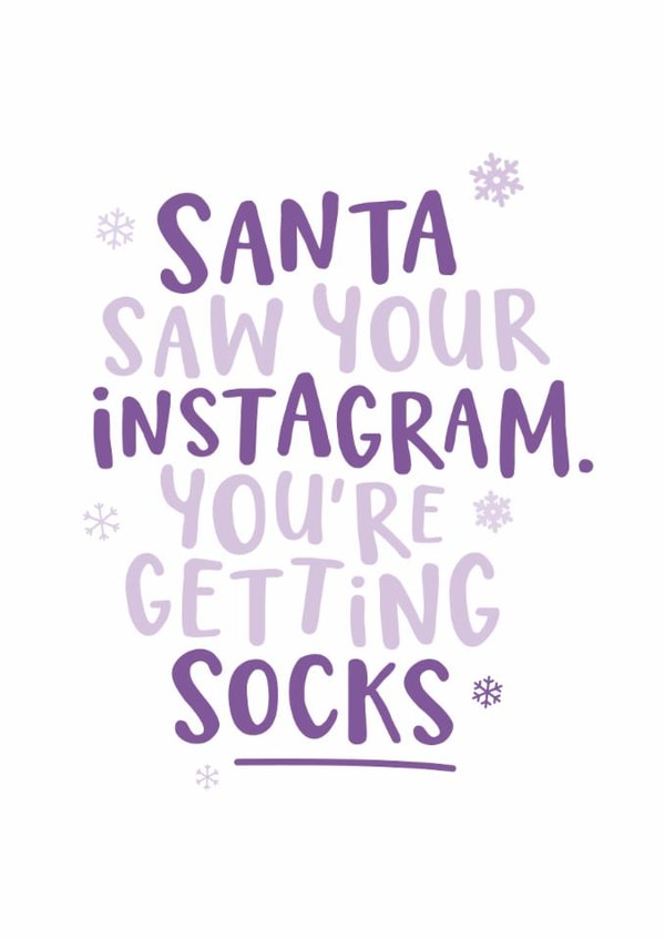 Funny Christmas Card - Instagram, Social Media - Getting Socks created by Kreate Paper Co.