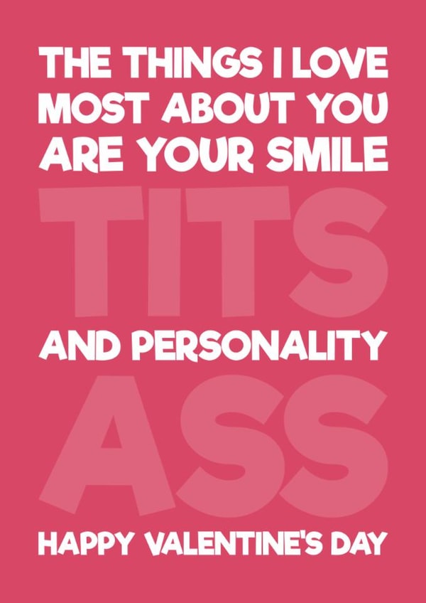 Funny / Rude Valentine's card for Wife / Girlfriend - Tits & Ass created by Blind Faith