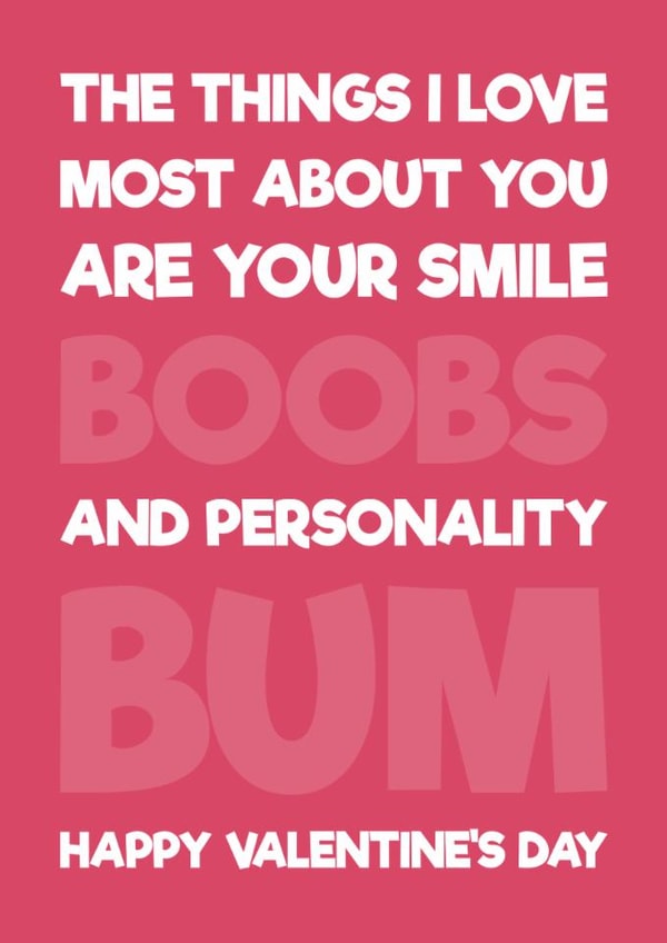 Funny / Rude Valentine's card for Wife / Girlfriend - Boobs & Bum created by Blind Faith