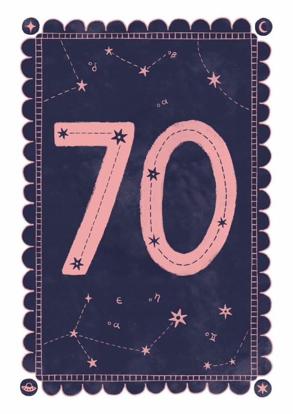 Classic 70th Birthday Card - For Her - Celestial created by Nazli Brennan