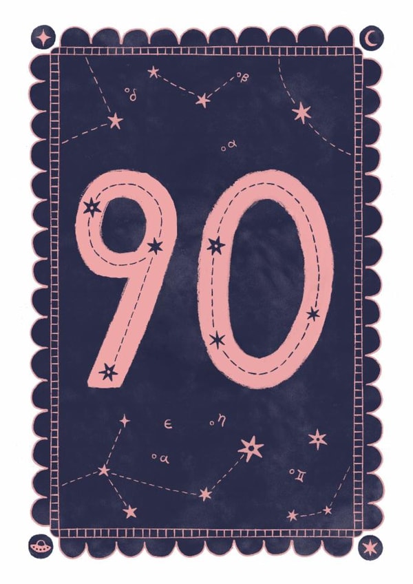 Classic 90th Birthday Card - For Her - Celestial created by Nazli Brennan