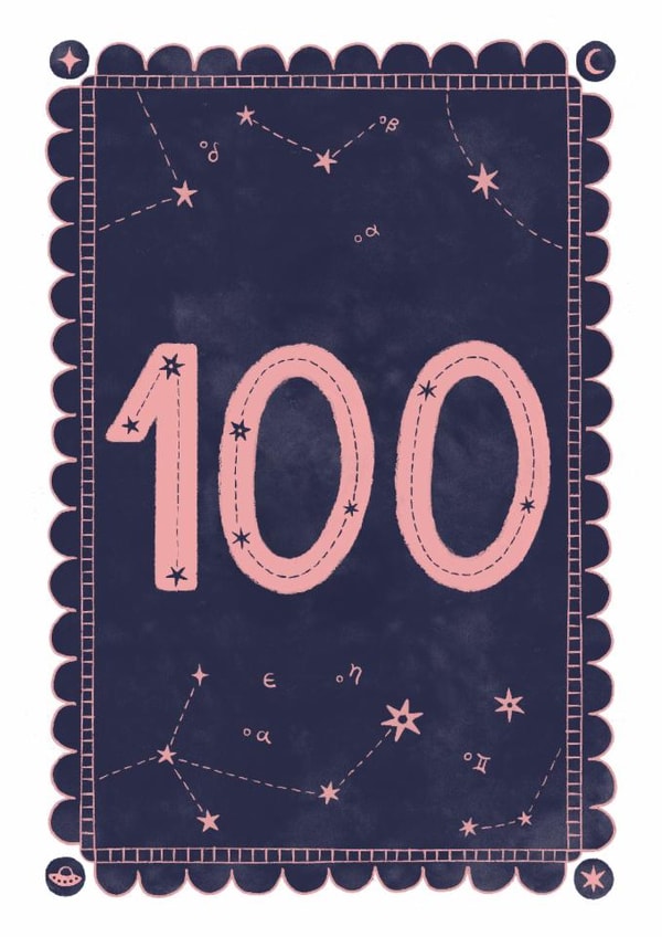 Classic 100th Birthday Card - For Her - Celestial created by Nazli Brennan