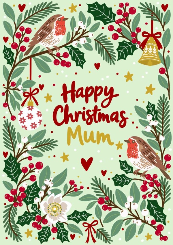 Classic Christmas Card - For Mum - Holly And Berries created by Paperleaf Studios 