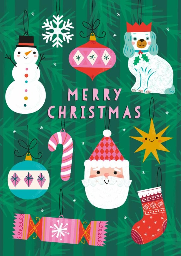Classic Christmas Card - Cute Ornaments created by Jane Farnham Designs