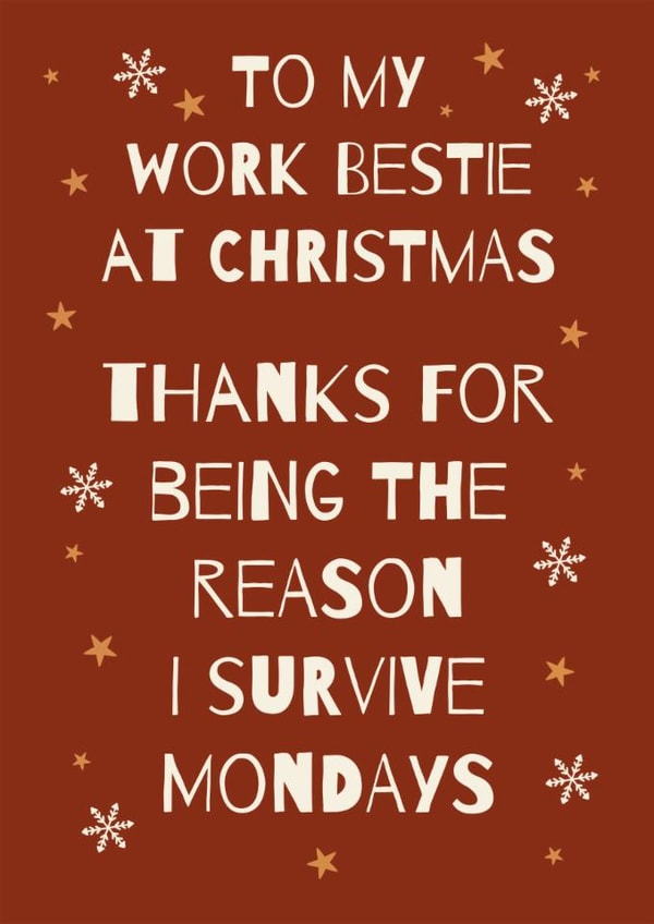 Funny Christmas Card - Work Bestie - Colleague created by Stuck Shop Gifts