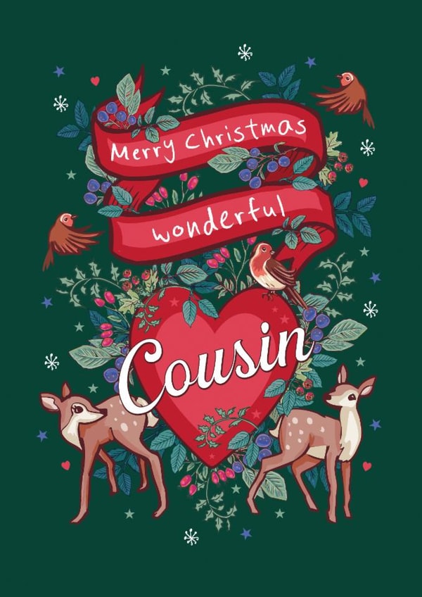 Cute Woodland Theme Christmas Card for a Wonderful Cousin created by Angie Spurgeon