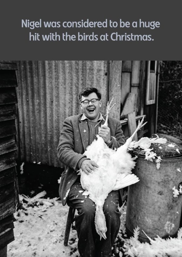 Funny Christmas Card - 1950s Black and White - Traditional Turkey created by Hello Sausage
