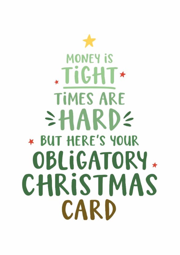 Funny Obligatory Christmas Card, Relatable Cheeky Christmas Tree Card created by Kreate Paper Co.