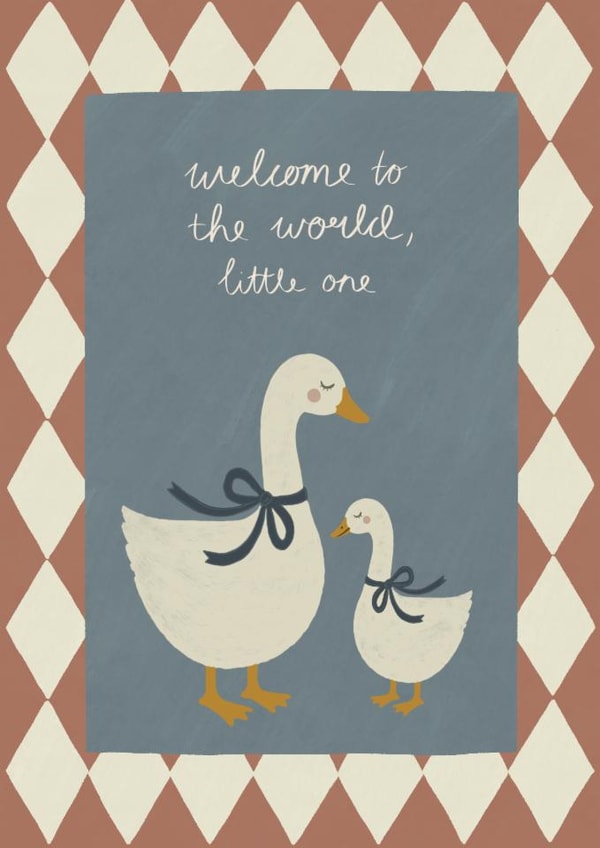 Cute New Baby Card - Welcome To The World Little One - Ducks created by Charlotte charlotteroyalart@outlook.com