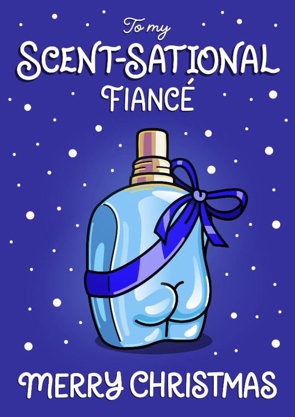 Funny Christmas Card - For Fiancé - Mens Cheeky Bum Fragrance Bottle created by Cheeky Legends