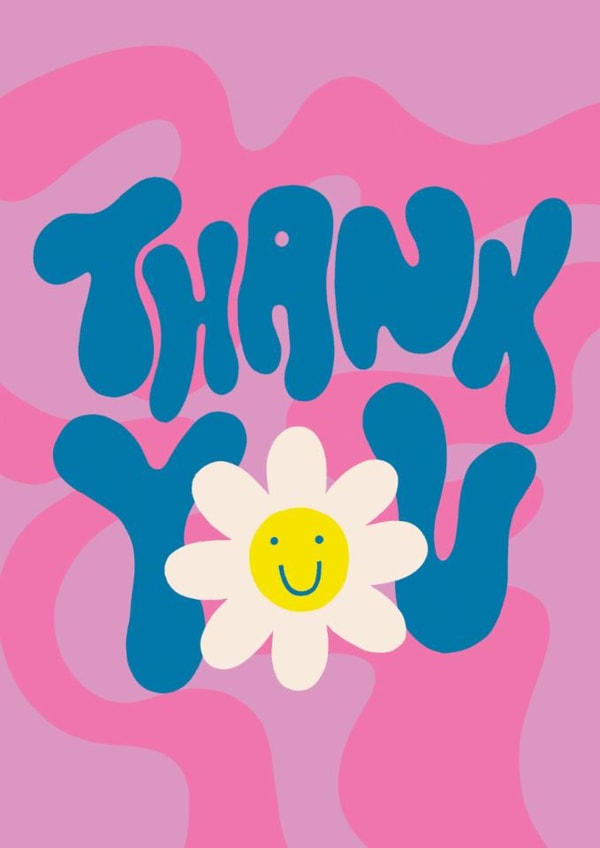 Cute Thank You Card - Smiley Face Daisy created by Raspberry Blossom