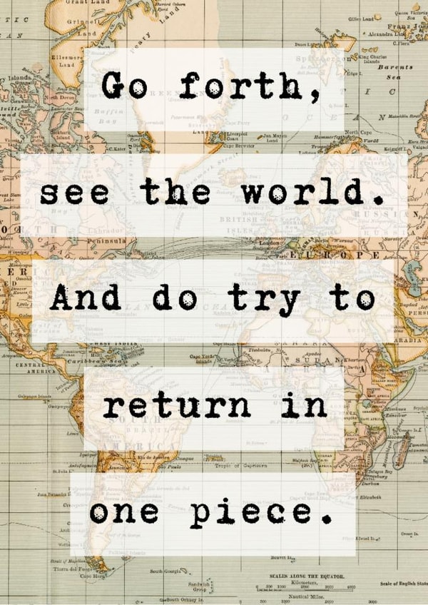 Funny Leaving/Good Luck Card - Traveling - Try To Return In One Piece created by Helen Aveyard