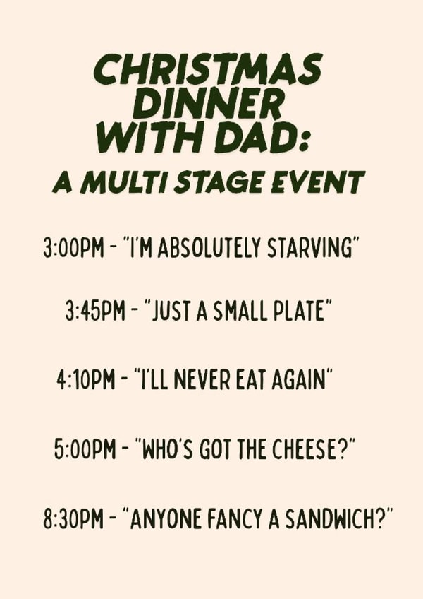 Funny Card For Dad - Christmas Dinner: A Multi Stage Event created by Ink Icons