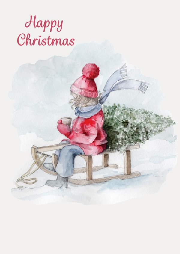 Cute Christmas Card - Sledge - Tree created by Crumble and Core