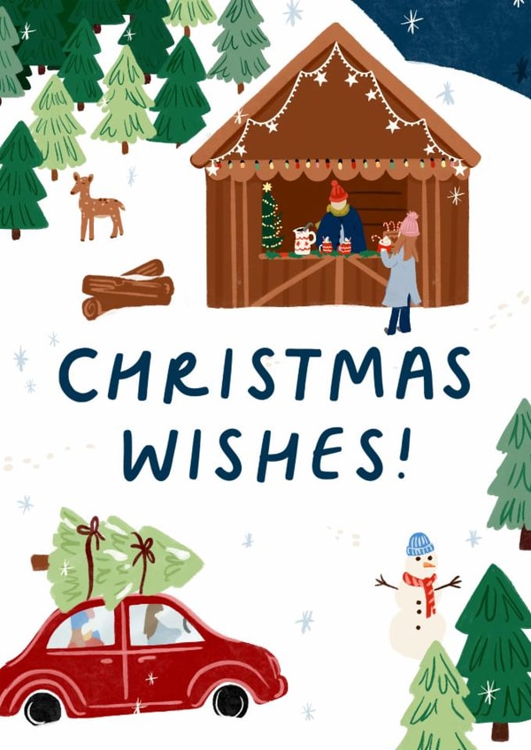 Traditional Christmas Scene card - Pretty Xmas Festive Card - Chistmas Wishes created by Lauren Barclay