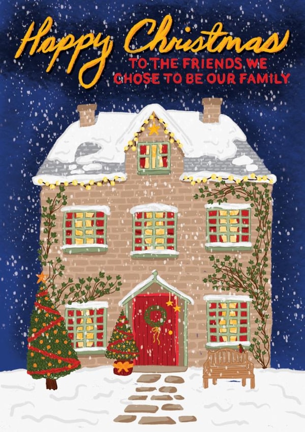 HAPPY CHRISTMAS friends - chose to be family - family Christmas card created by Philippa Elizabeth Illustration