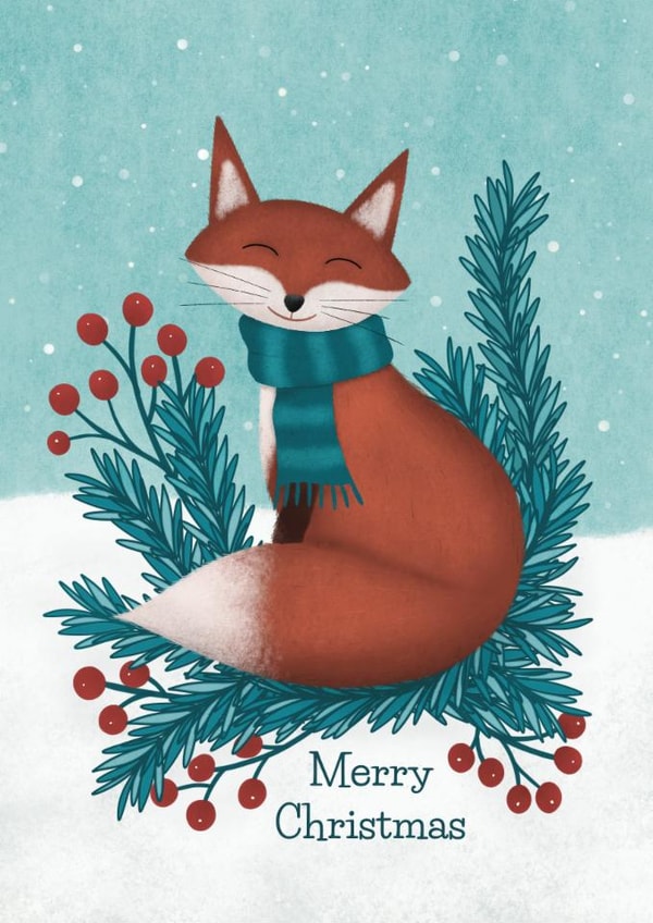 Christmas Card - Cute Fox - Merry Christmas created by Kirsty Miller