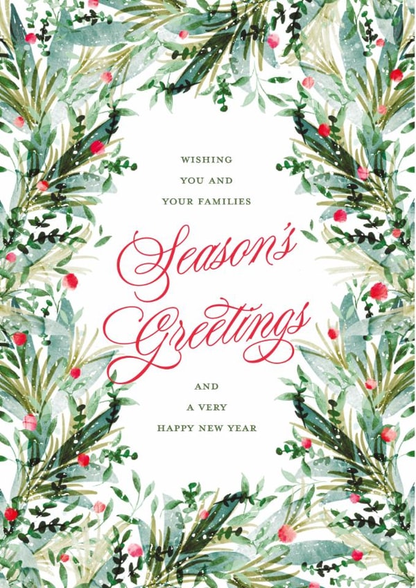 Elegant Hand Painted Watercolor Christmas Botanical Card-Festive Foliage created by Jackie Crawford