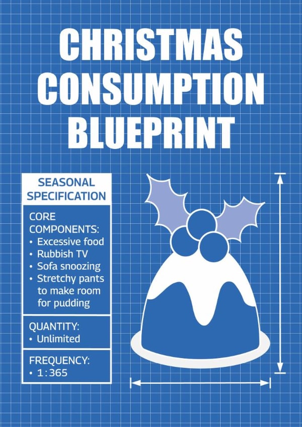 Funny Christmas Pudding Card - Cheeky Christmas Blueprint - Festive Food Coma created by Versed Aid