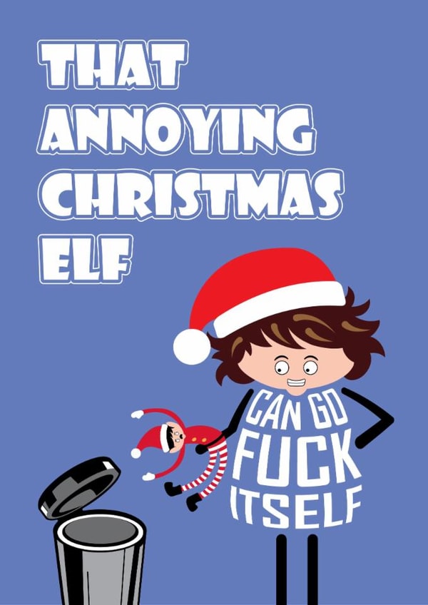 Rude Christmas Card for her - Sweary Elf for Mums - Funny Festive Parent Card created by Versed Aid