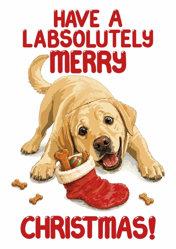 Funny Christmas Card For Labrador Owners - Labsolutely Merry Christmas created by Louise Burgoyne