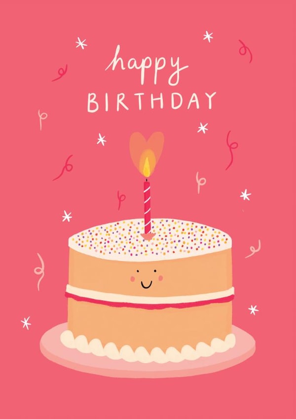 Cute Birthday Cake Card with Smiley Face created by If In Doubt Create Studio