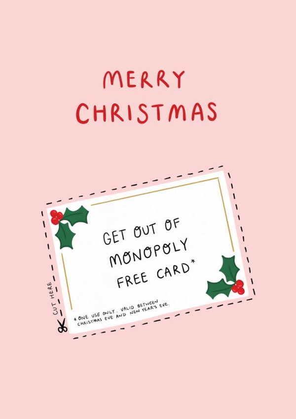 Funny Christmas Card - Get Out Of Monopoly Free Card created by If In Doubt Create Studio