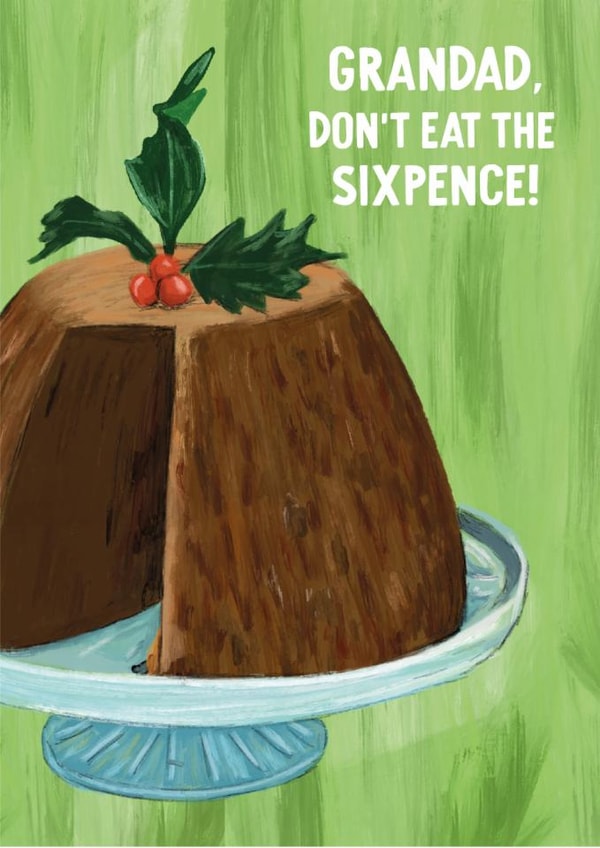 Grandad, Christmas pudding, merry Christmas created by Rebecca Grantham