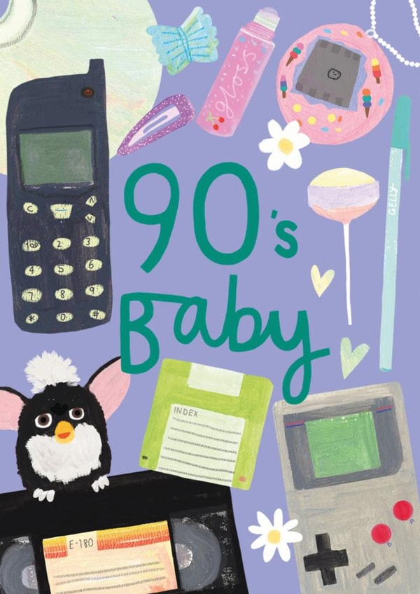 Classic Birthday Card - 90s Baby - 1990s Ninties Nostalgia created by Chinchi Things