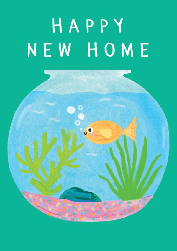 Cute Goldfish Bowl New Home Moving House Card created by Chinchi Things