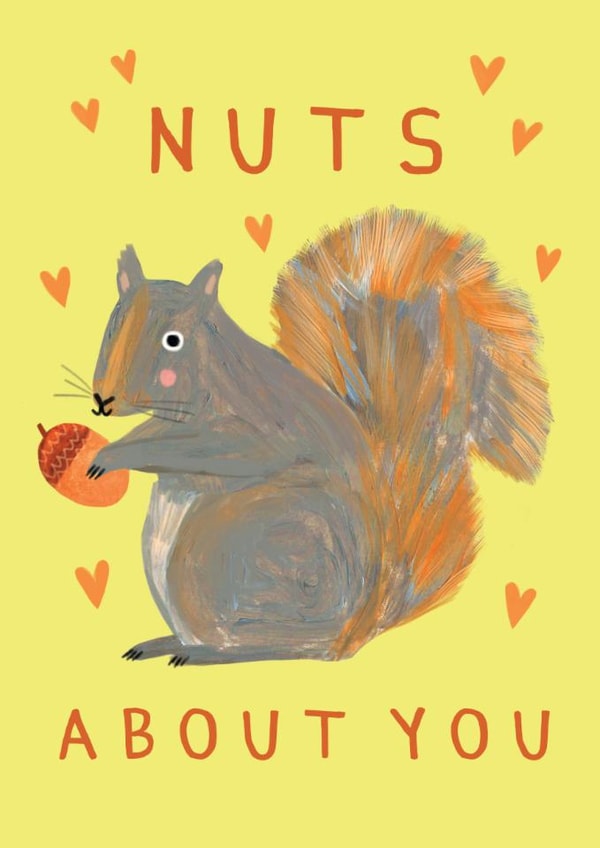 Cute Squirrel Nuts About You Card Valentines Anniversary created by Chinchi Things