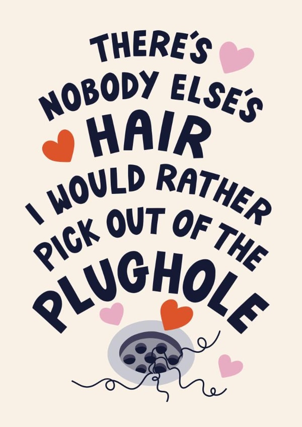 Funny Anniversary Card - For Partner - Hairy Plughole created by Christine Cuddihy Illustration
