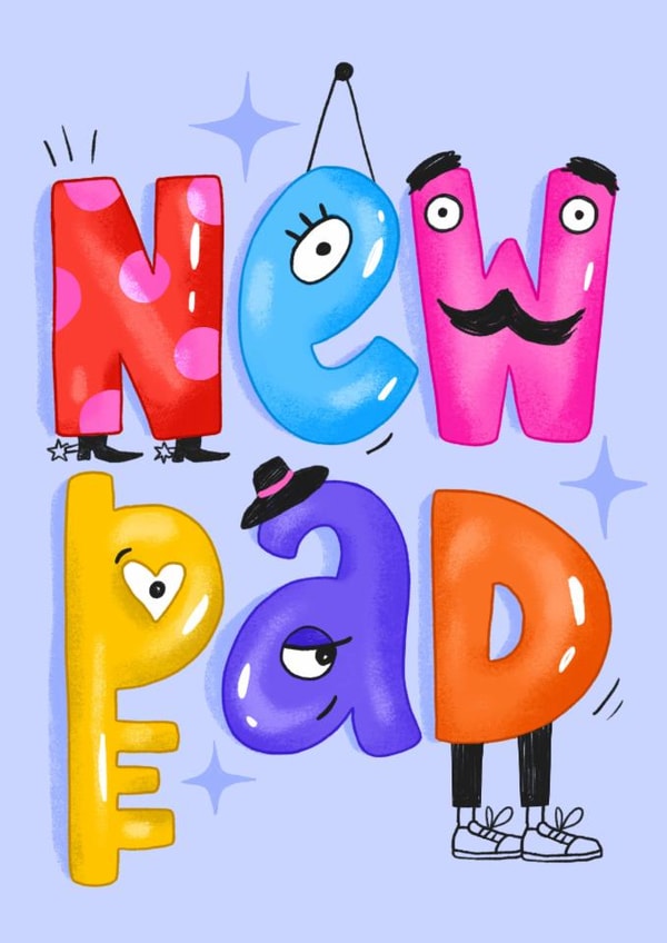 New Home Card – New Pad – Congratulations – Funny New Home Card New Pad Card created by Daria Radzhabova