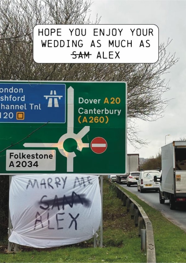 Funny Wedding Card - Road Signs - Motorway Sheet created by OBJECTABLES