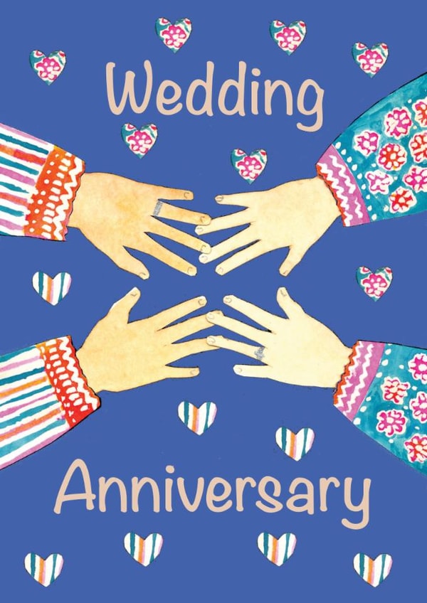 Wedding Anniversary - folk art - hands - romantic - hearts created by Amy Hunter